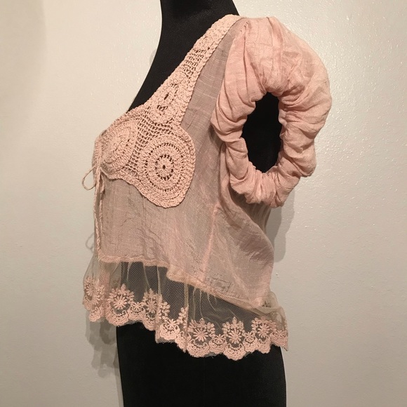 Poetry Clothing Womens Crop Jacket Size M with Lace & Crochet - Picture 3 of 9